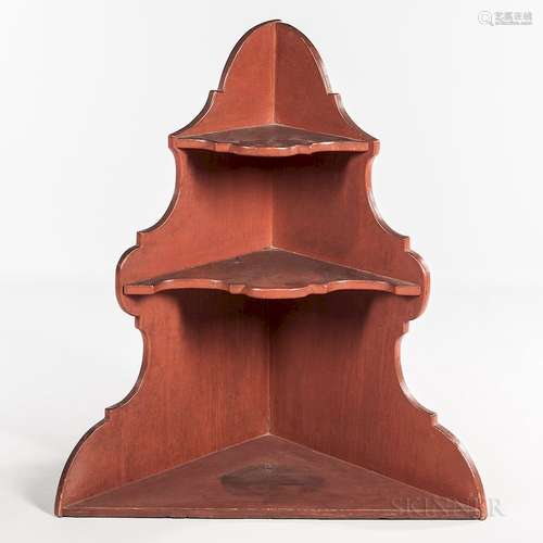 Red-painted Hanging Corner Shelf