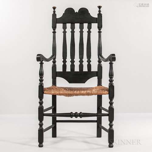 Black-painted Bannister-back Armchair