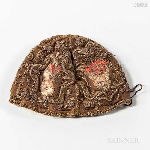 17th Century Embroidered Silk Infant's Cap
