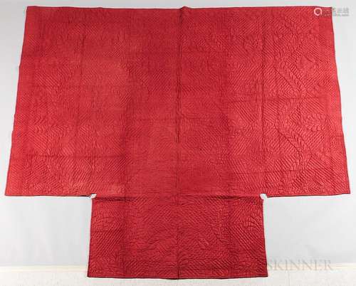 Red Quilted Woolen Coverlet