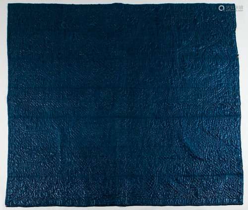 Blue Calamanco Quilted Coverlet