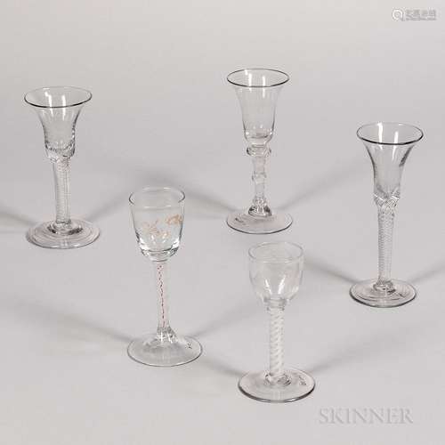 Five Decorative Stem Wineglasses