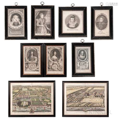 Nine Early Framed Engravings