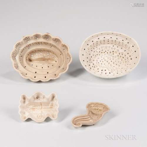 Four Staffordshire Creamware Food Molds