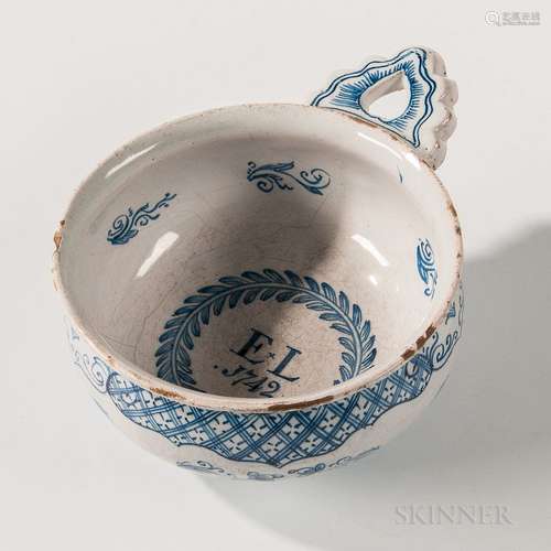 Dated Tin-glazed Earthenware Porringer