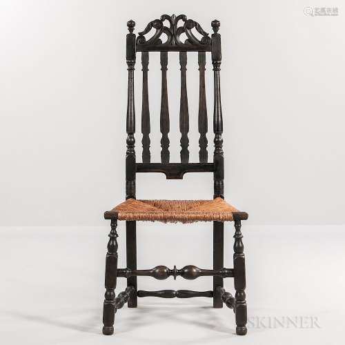 Black-painted Bannister-back Chair with Carved Prince of Wales Cresting