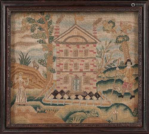 Needlework Picture of a Brick Mansion