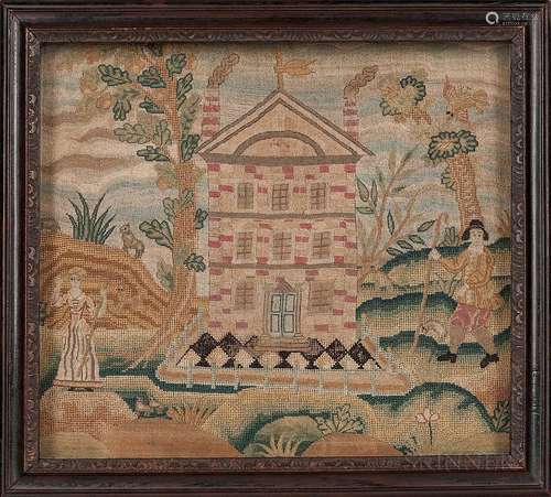 Needlework Picture of a Brick Mansion