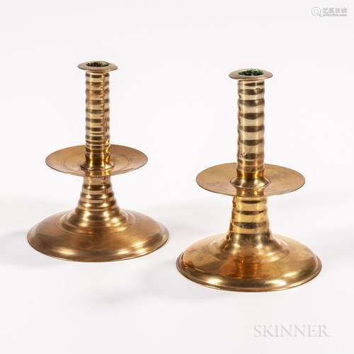 Two English Trumpet-base Mid-drip Candlesticks