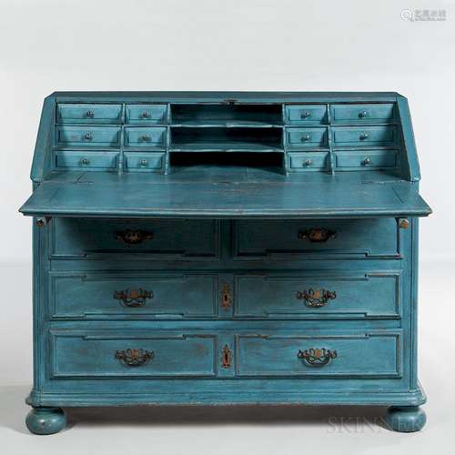 Blue-painted William and Mary Slant-lid Desk