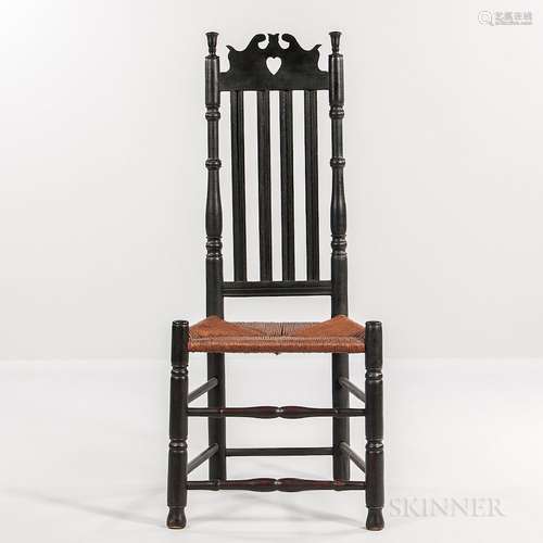 Black-painted Heart and Crown Side Chair