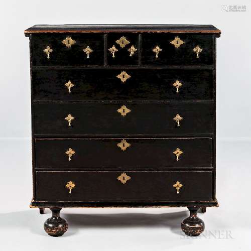 Black-painted Chest over Two Drawers
