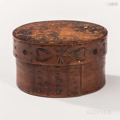 Carved and Heart-decorated Oval Box