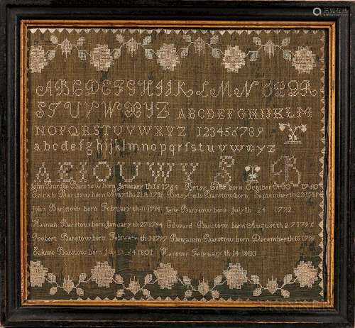 Barstow Family Needlework Sampler and Family Record