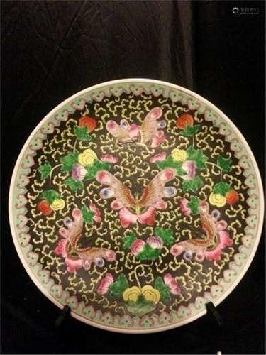 19th Century Chinese Export Rose Medallion VASE PLATE