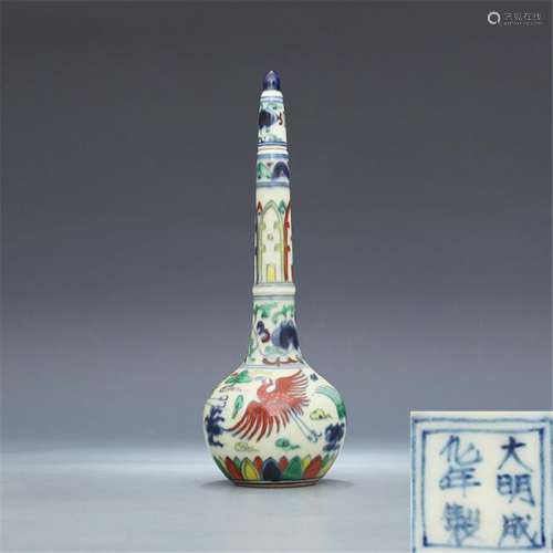Ming Chenghua, blue and white, colored crane, wearing a