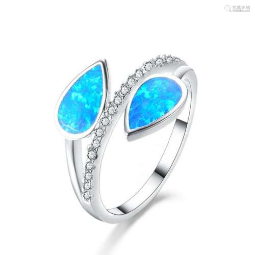 Blue op  Ring  Silver # 9