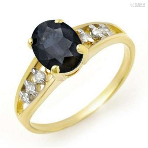 Genuine 1.60 ctw Sapphire & Diamond Ring 10K Yellow