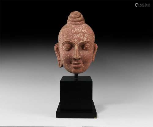 Indian Red Sandstone Buddha Head