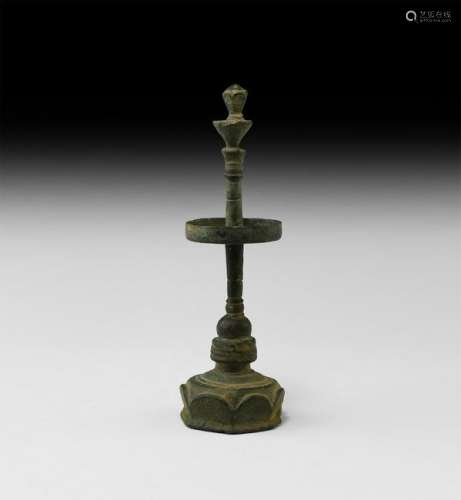 South East Asian Tiered Oil Lamp with Finial