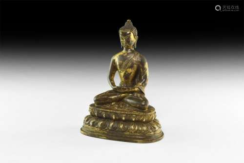 Tibetan Gilt Sitting Buddha Statuette