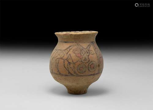 Indus Valley Mehrgarh Decorated Cup with Bull and Lion