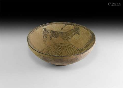 Indus Valley Mehrgarh Painted Bowl with Wolf and Ibex