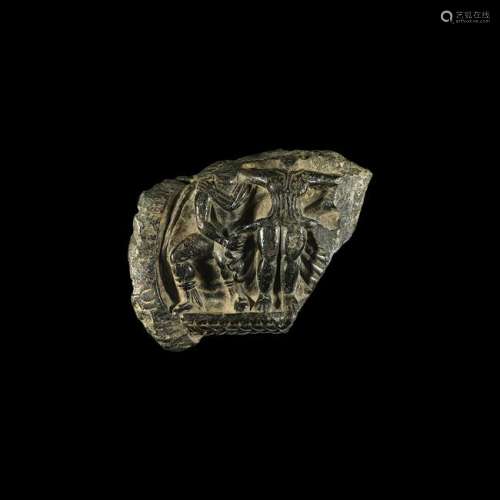 Gandharan Cosmetic Tray Fragment with Dancer