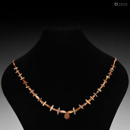 Western Asiatic Bactrian Agate Bead Necklace