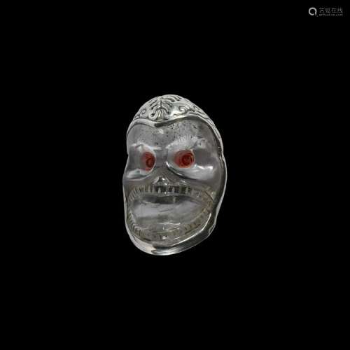 Tibetan Silver-Clad Carved Crystal Skull
