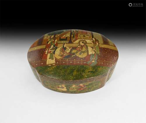 Mughal Painted Papier Mache Lidded Box