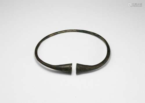 Western Asiatic Silver Torc with Trumpet-Shaped