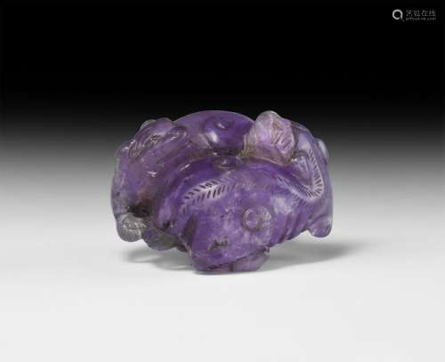 Chinese Carved Amethyst Beasts Statuette