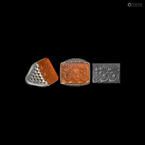 Persian Silver Ring with Calligraphic Gemstone