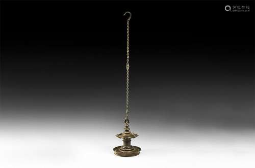 Indian Large Temple Lamp and Chain