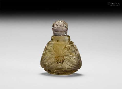 Indian Carved Rock Crystal Perfume Bottle