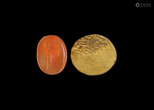 Islamic Gold Dinar and Stone Seal