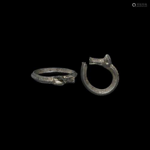 Iron Age Celtic Gilt Silver Hair Ring with Wild Boar