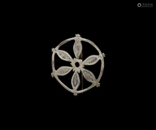 Medieval Silver Petal Plate Brooch