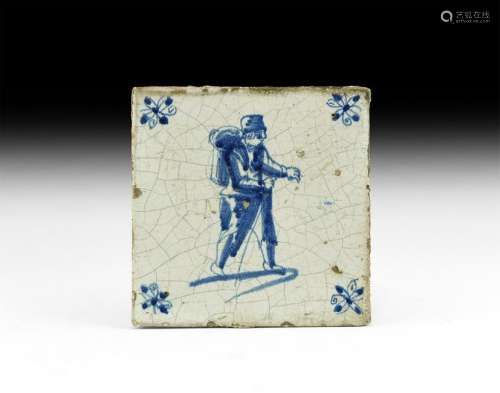 Post Medieval Dutch Tile with Tradesman