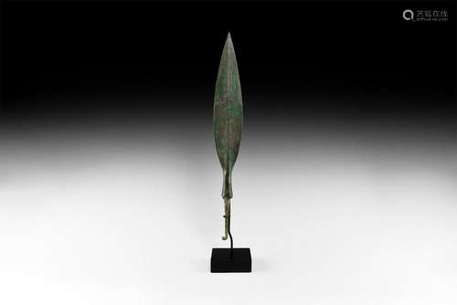 Large Western Asiatic Luristan Leaf-Shaped Spearhead