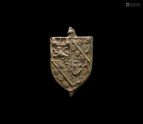 Medieval Terracotta Armorial Shield Wall Hanging