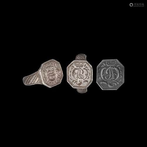 Post Medieval Silver Ring with Crowned Monogram