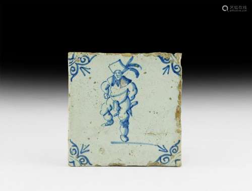 Post Medieval Dutch Tile with Dancer
