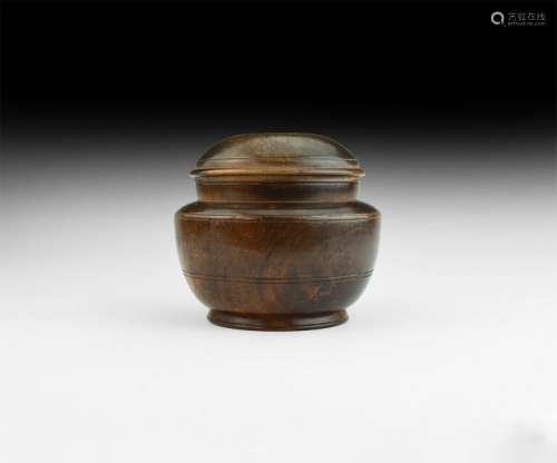 Post Medieval Treen Tobacco Jar with Lid