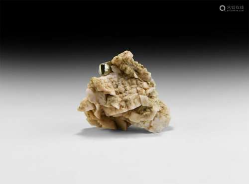 Pyrite Cube on Calcite Mineral Specimen