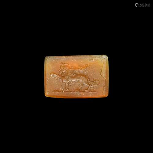 Post Medieval Amber Glass Lion Inlay