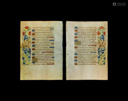 Medieval French Book of Hours Illuminated Manuscript