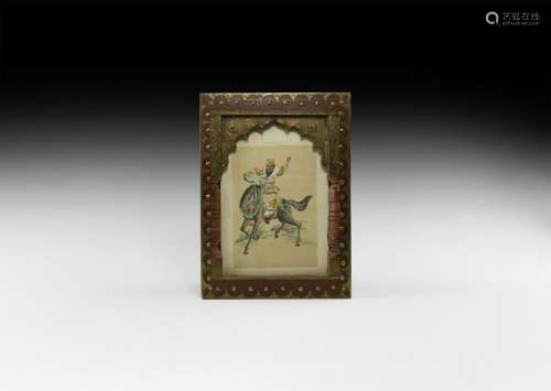 Antique Framed Persian Horseman Painting