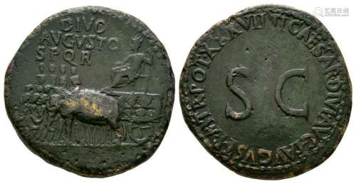 Augustus (under Tiberius) - Elephant Car Sestertius